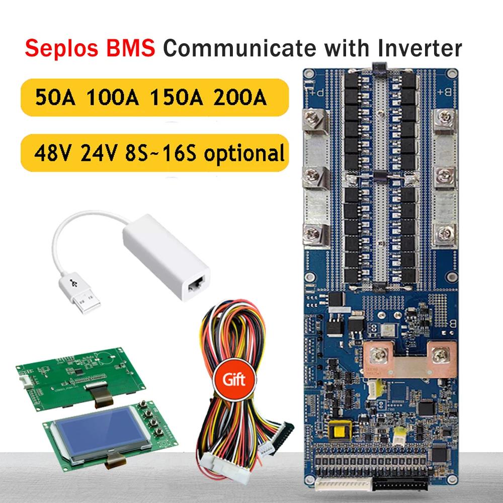 Seplos Ʈ BMS  , LiFePO4 ͸, ι 10E  , 8S, 13S, 14S, 15S, 16S, 50A, 100A, 150A, 200A, 48V, CAN/RS485